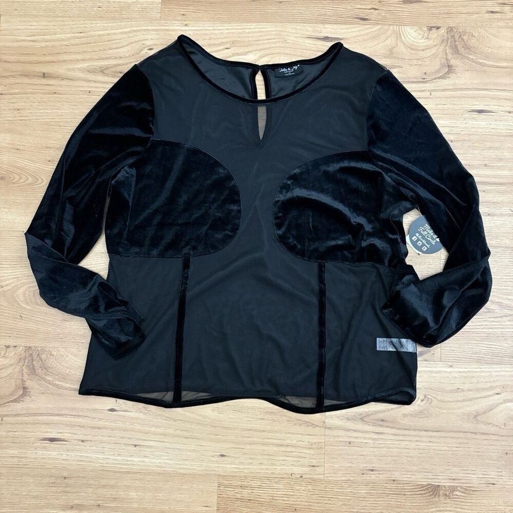 Jolie & Joy Sheer Black Shirt